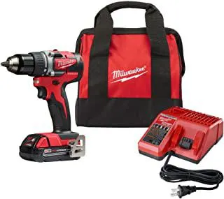 Milwaukee 2801-21P M18 18-Volt Lithium-Ion Compact Brushless Cordless 1/2 in. Drill/Driver Kit
