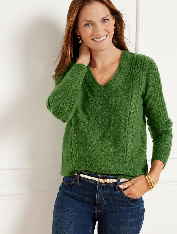 Wool Blend Cable Knit Sweater