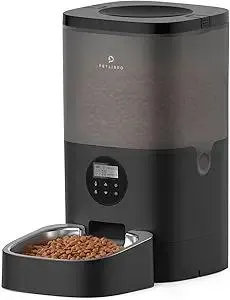 PETLIBRO Automatic Dog Feeder, 6L Food Dispenser with Customize Feeding Schedule, Feeder Timer Interactive Voice Recorder, Auto for Cat Pet 1-4 Meals Dry Food, Black Transparent (PLAF002)