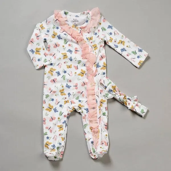 Baby Girl (NB-9M) Baby Essentials® Butterfly Footie & Headband
