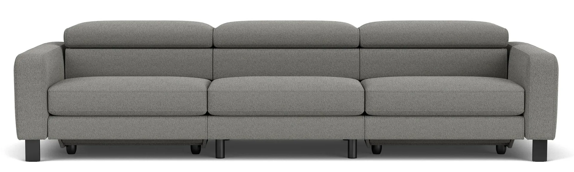 Elio 115" 3pc Sofa w/2pc Powered Footrest in Sussex Graphite w/Black Legs