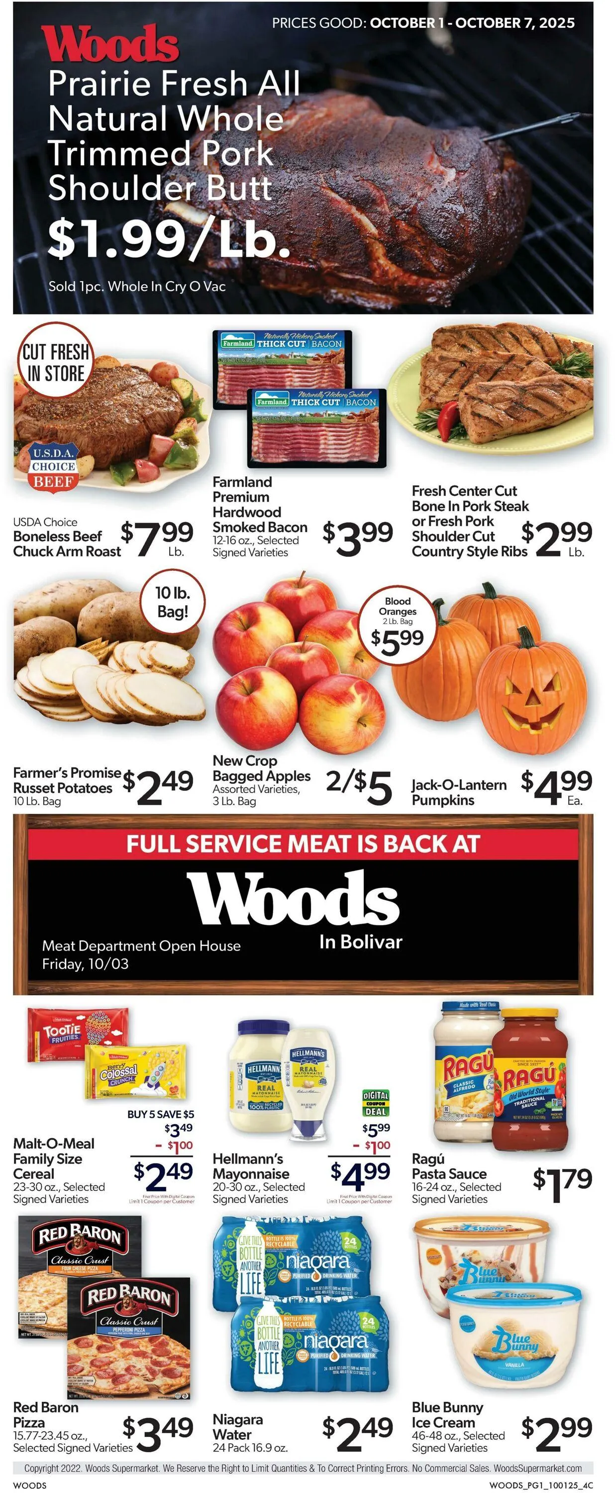 Weekly ad Woods Supermarket from October 1 to October 7 2025 - Page 1
