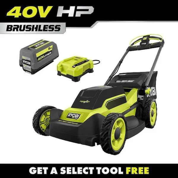 40V HP Brushless 20" Cordless Electric Battery Multi-Blade Walk Behind Self-Propelled Lawn Mower-8.0Ah Battery & Charger
