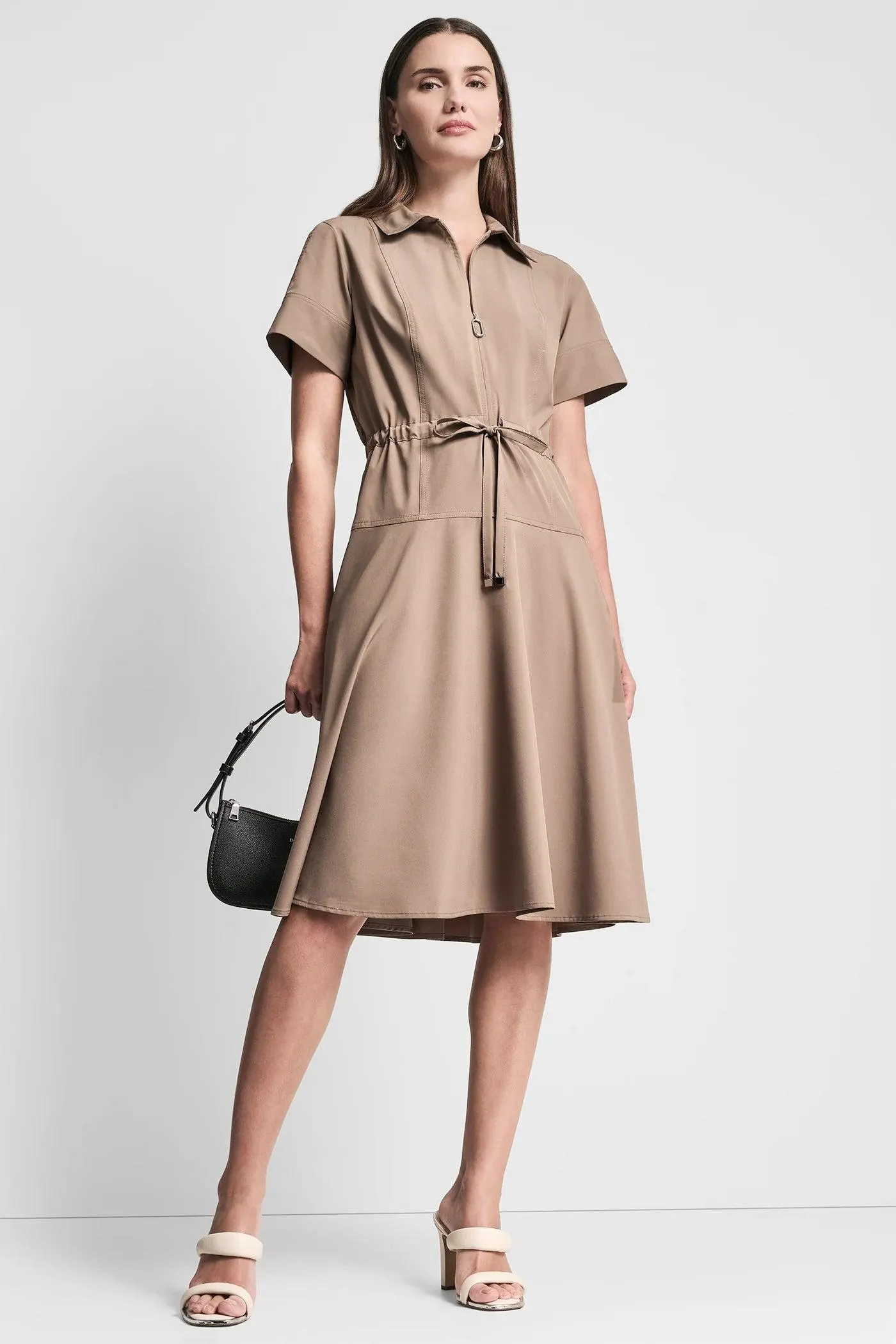 FIT & FLARE MIDI SHIRT DRESS