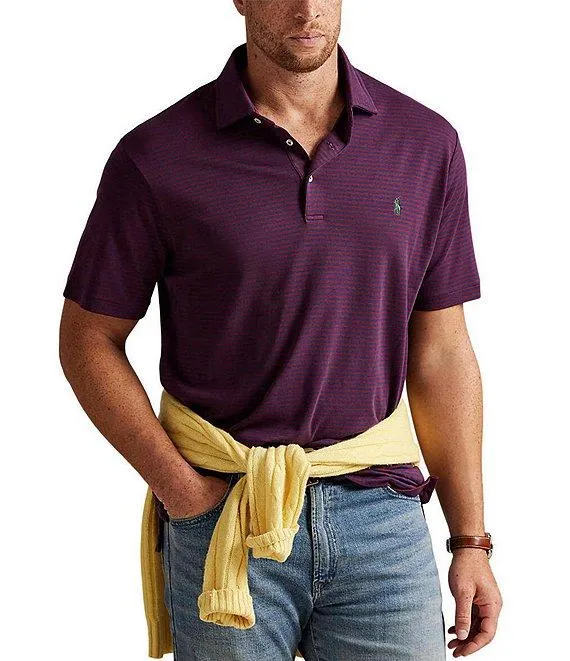 Big & Tall Classic Fit Soft Cotton Stripe Short Sleeve Polo Shirt