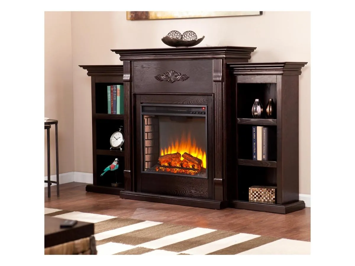 Southern Enterprises Furniture Harkdale Electric Fireplace with Bookcases