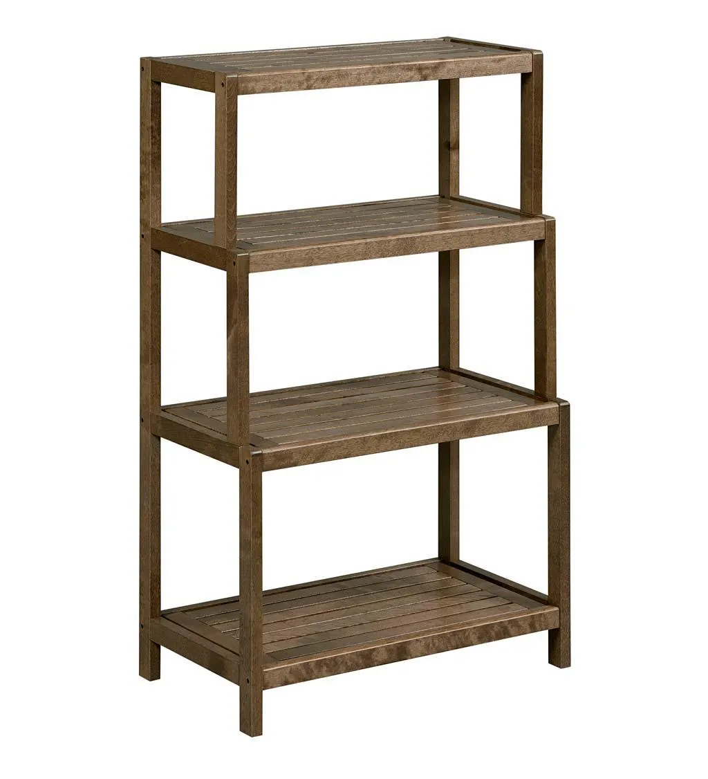 Farmhouse Four-Tier Shelf Bookcase - Antique Chestnut