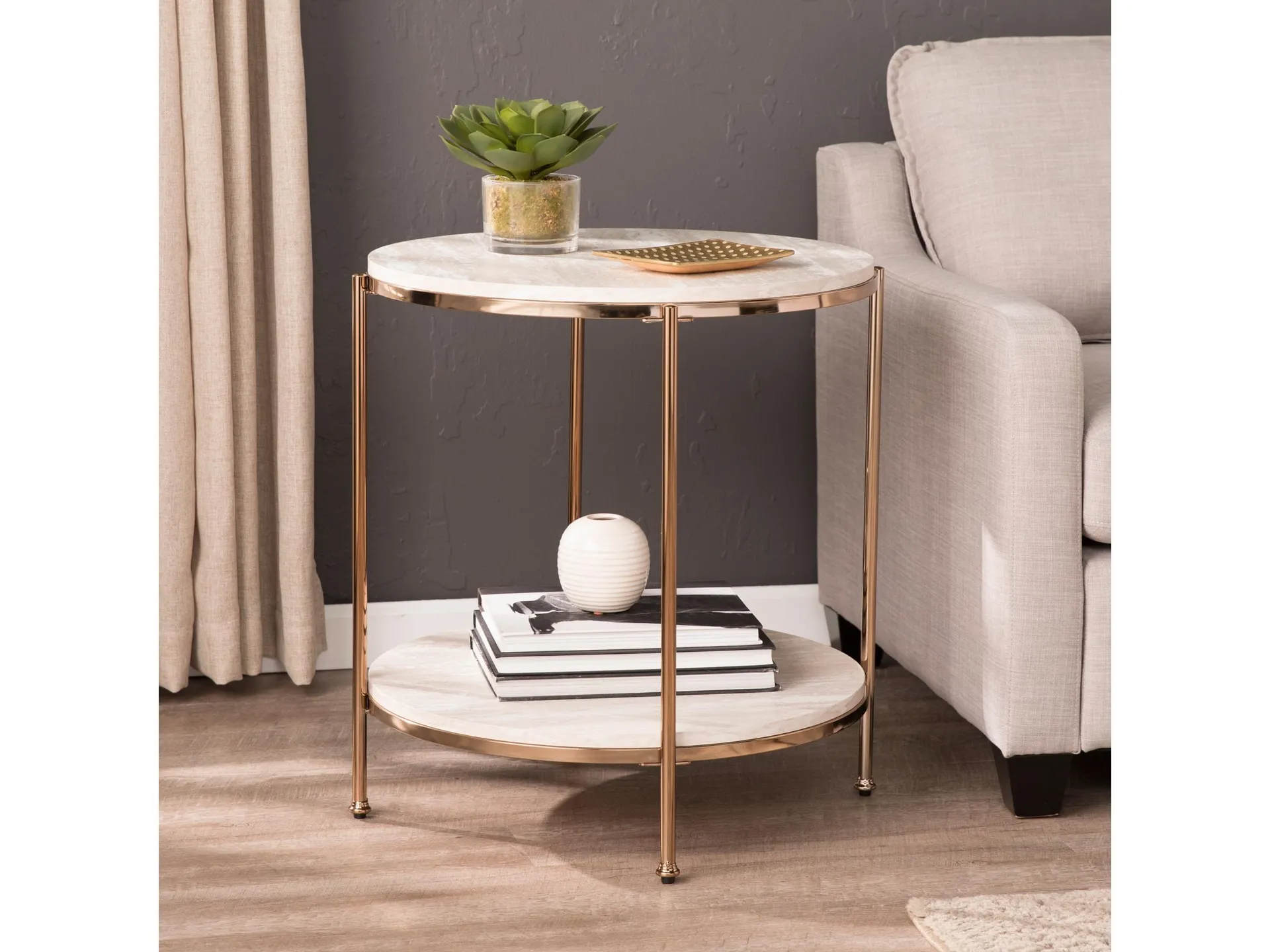 Southern Enterprises Furniture Longino Round End Table