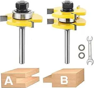 NC NC Tongue and Groove Router Bit Set,2PCS Wood Milling Cutter for Woodworking (14 inch Shank)