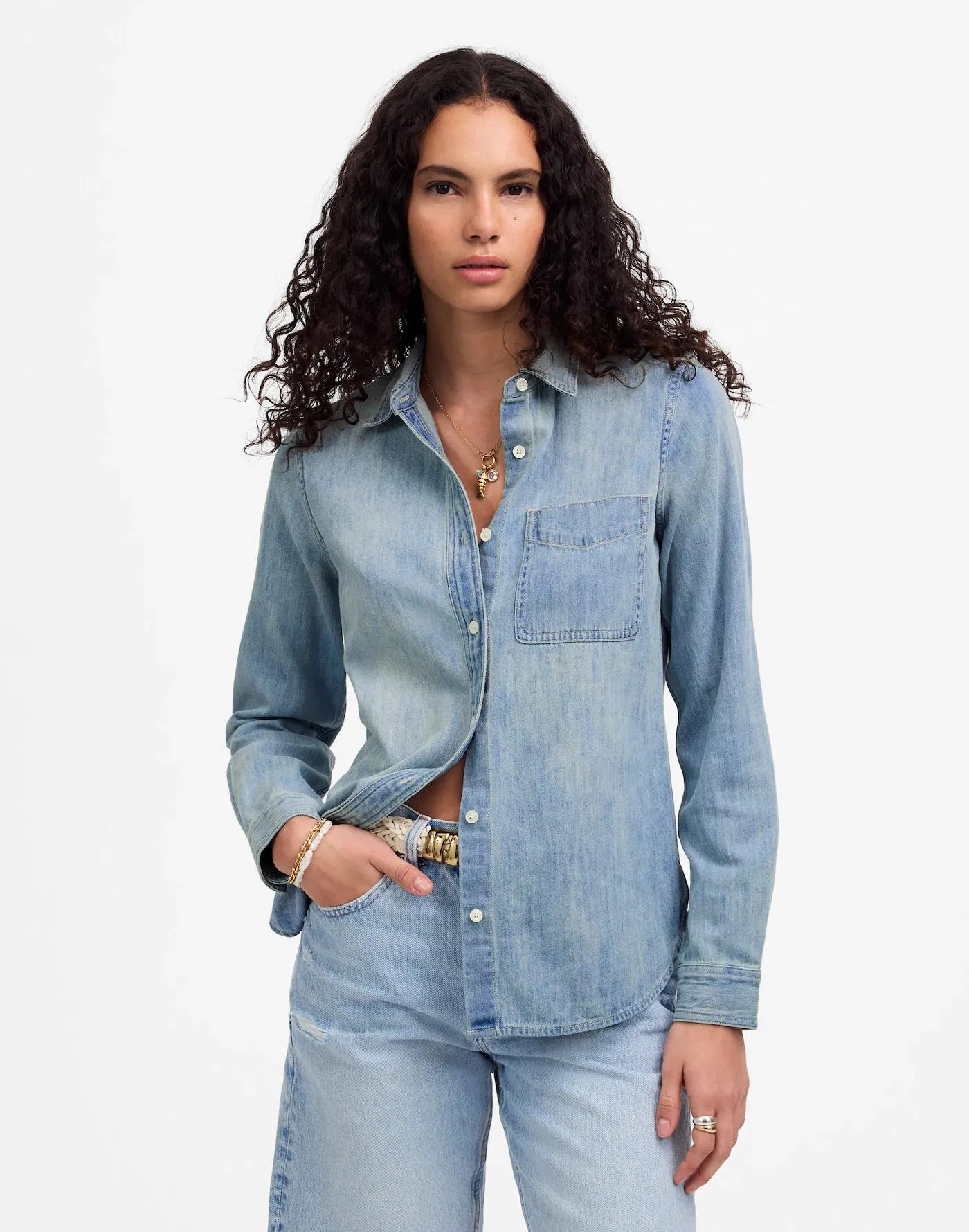Shrunken Denim Shirt in Kelleyville Wash