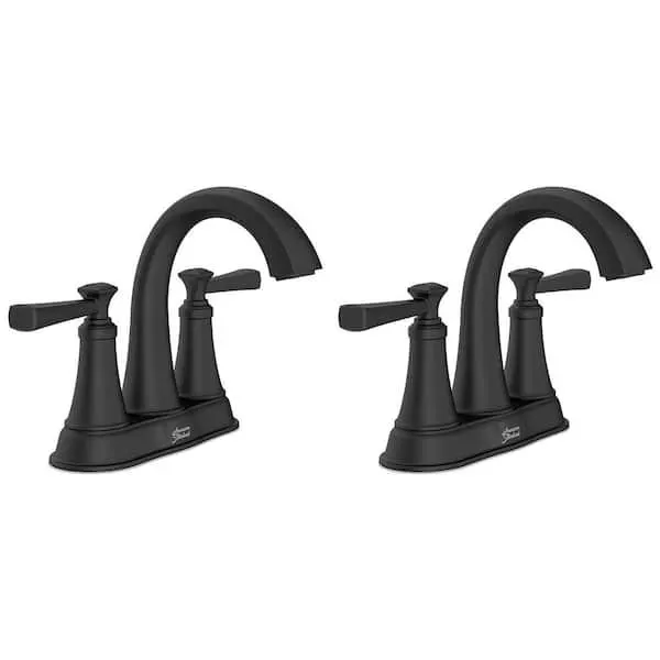 Rumson 4 in. Centerset Double Handle Bathroom Faucet in Matte Black (2-pack)