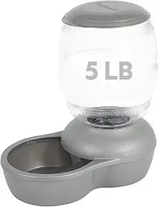 Petmate Replendish Feeder with Automatic Cat and Dog Feeder, 5 LB, Pearl Silver Grey, Made in USA