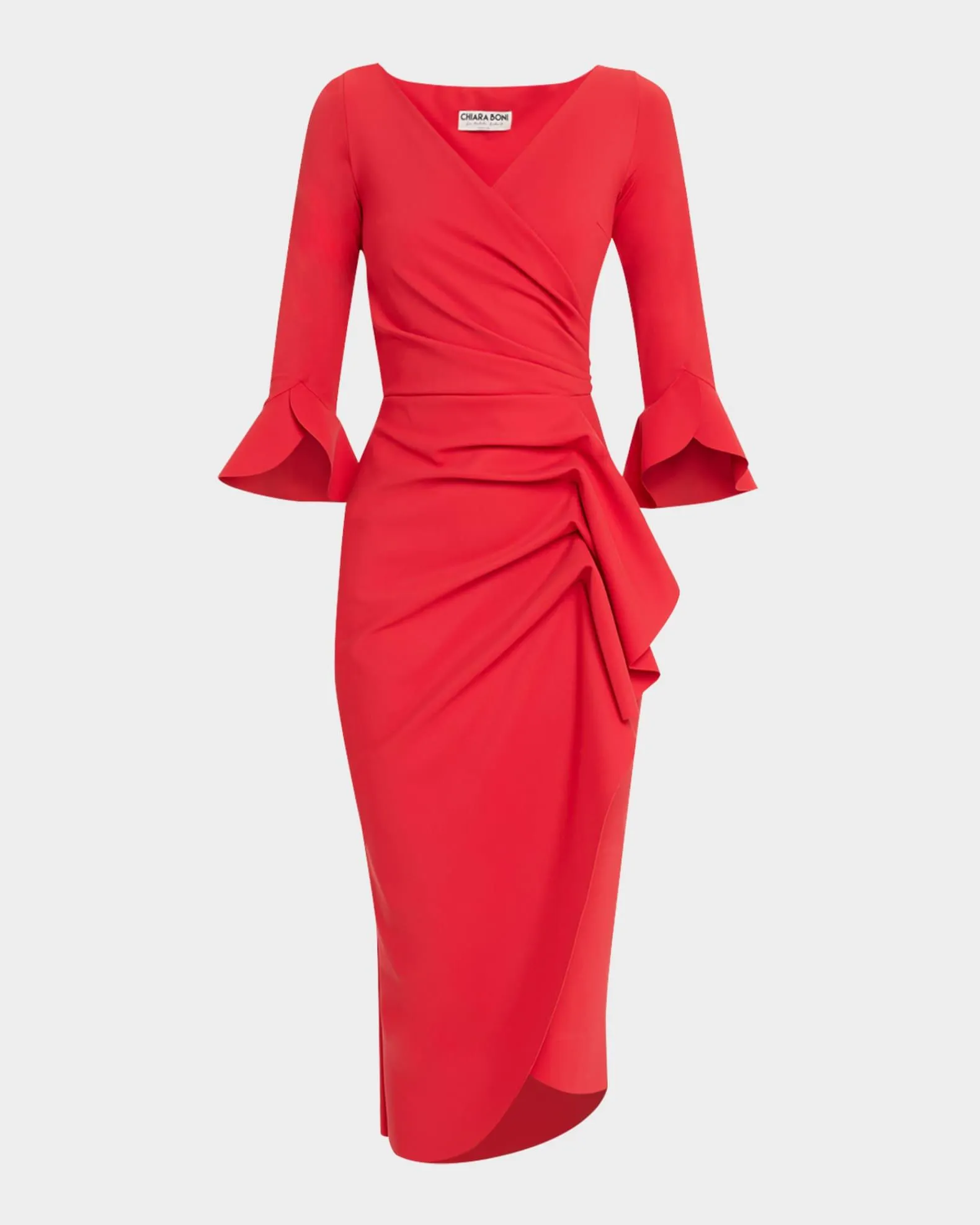 Triwan Ruched Side-Drape Jersey Midi Dress