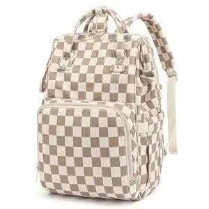 Baby Diaper Bag Backpack for Mom, Large Capacity Travel Nappy Bag for Boys & Girls with Stroller Straps (Corduroy Checkered Brown)