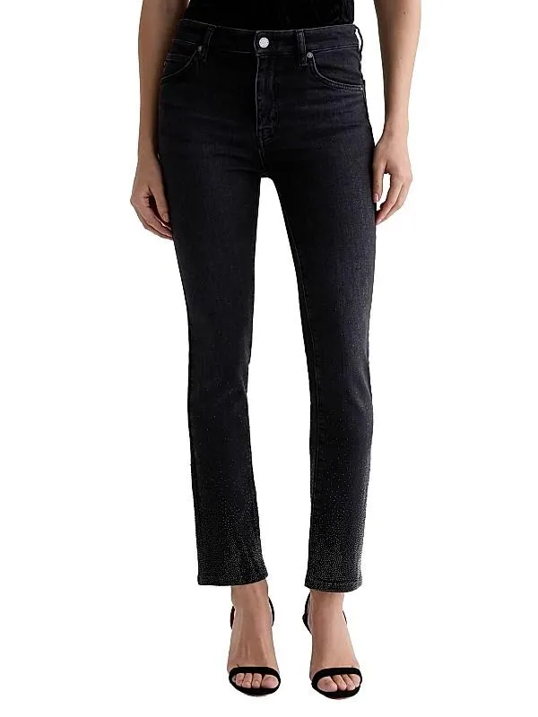 Mari Embellished Straight-Leg Jeans