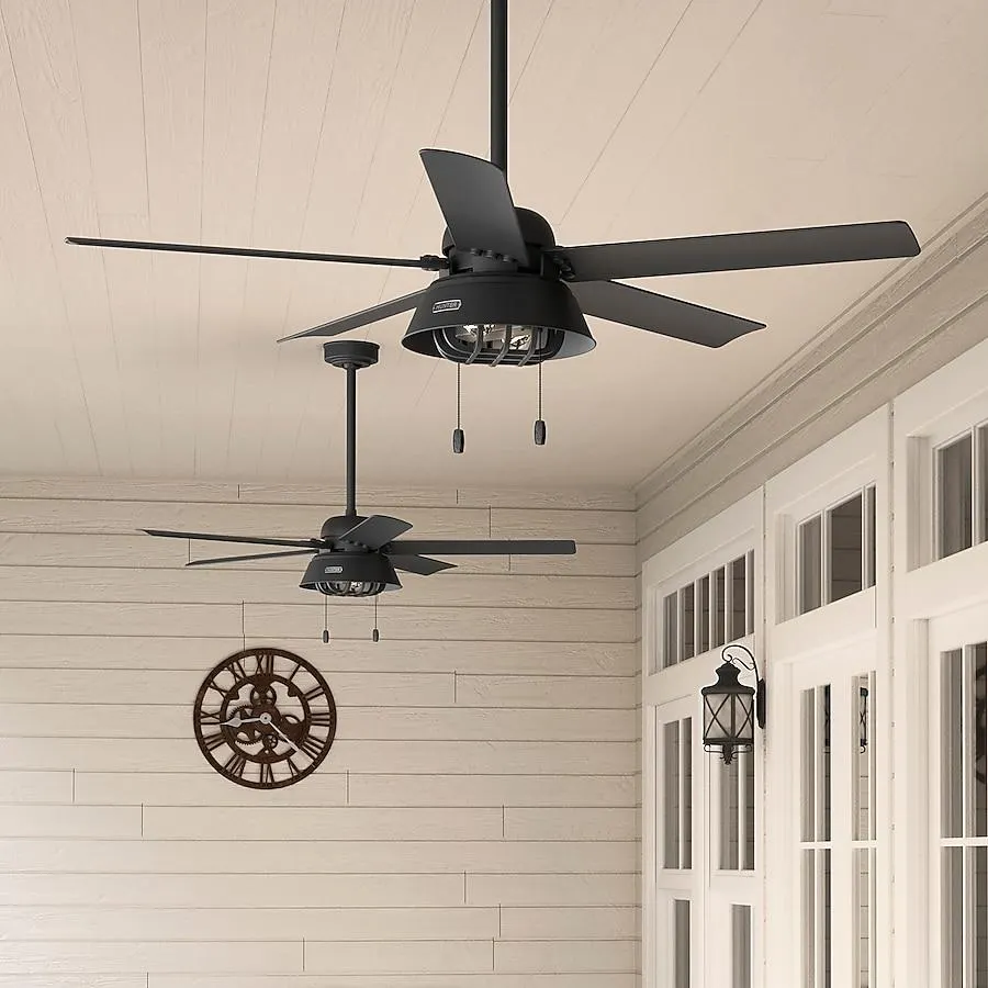 Hunter Vista Verde 52-in Outdoor Matte Black with Flat Matte Black Blades Ceiling Fan With Light 5 -Blade )