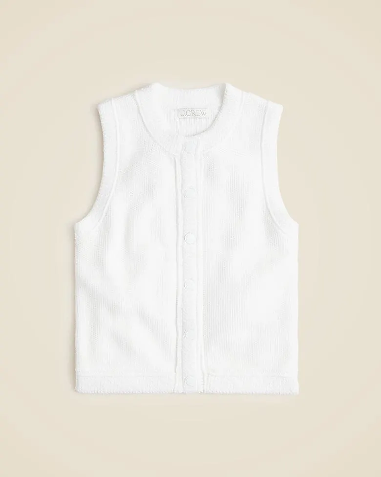 Cropped button-up sweater shell