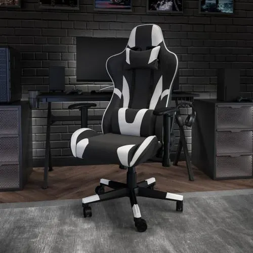 X20 Gaming Chair Racing Ergonomic Computer PC Adjustable Swivel Chair with Fully Reclining Back in Black LeatherSoft