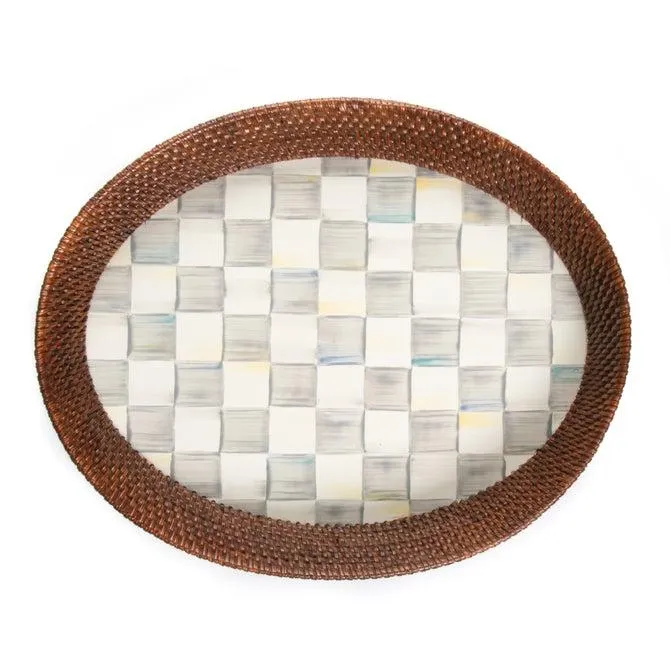 Rattan & Enamel Tray