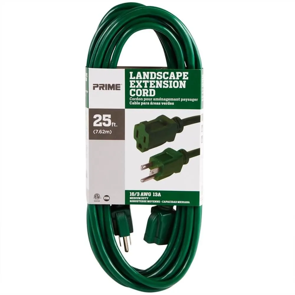 Prime 16/3 Medium-Duty Landscape Extension Cord, 25’