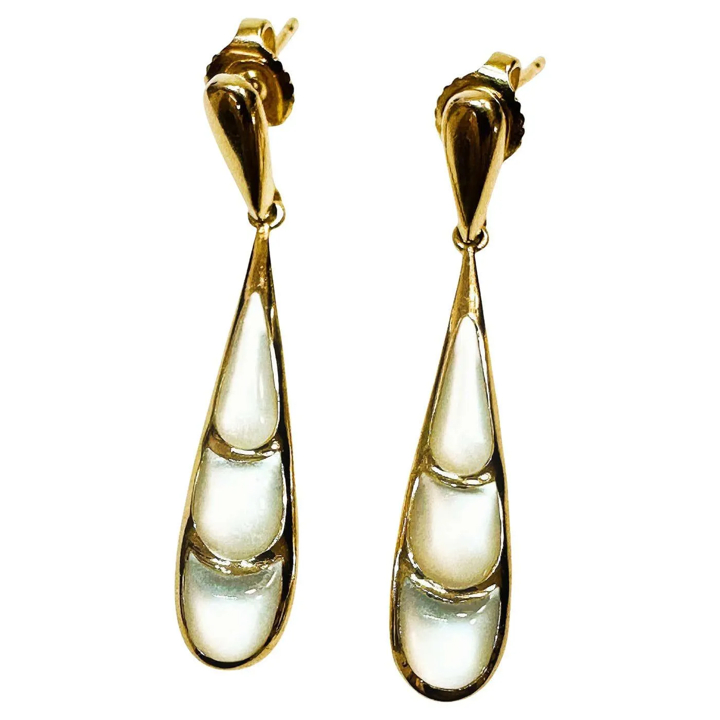 Kabana 14k Yellow Gold Mother of Pearl Post Dangle Earrings