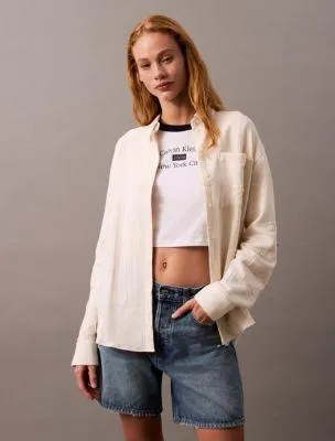 Double Gauze Roll Tab Button-Down Shirt