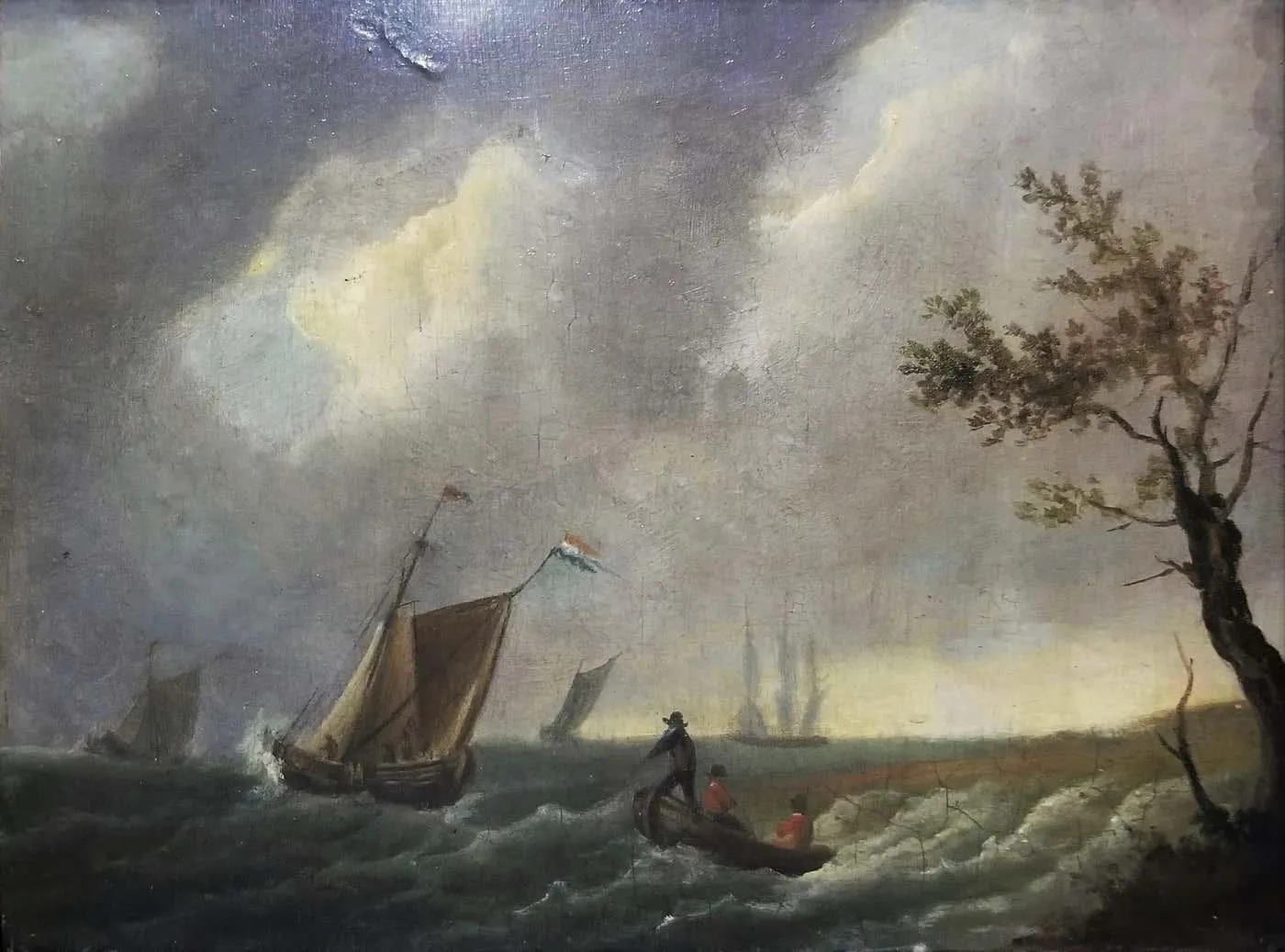 Francis Swaine Dutch Fishing Vessels in Storm /// Francis Swaine Maritime Seascape Antique Ship Circa: 1770