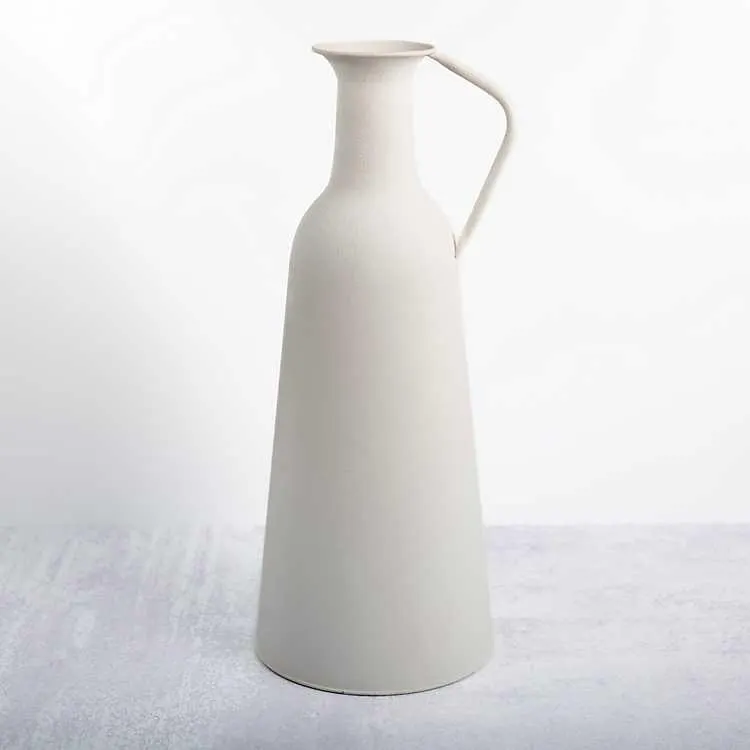 White Metal Jug Floor Vase, 20 in.