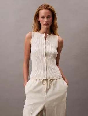 Smooth Cotton Rib Sweater Tank