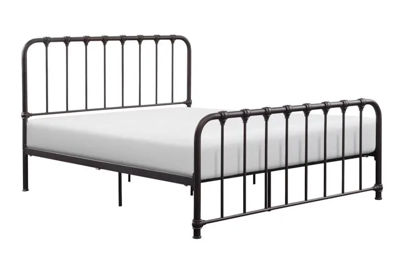 Simone Dark Bronze Black Brown Queen Metal Platform Bed