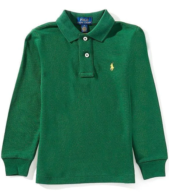 Little Boys Long Sleeve Mesh Polo Shirt
