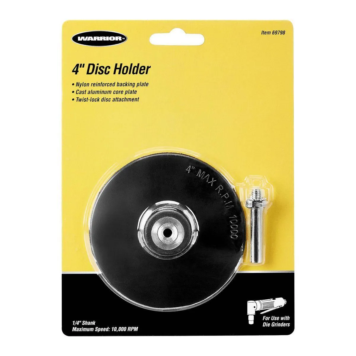 WARRIOR 4 in. Disc Holder with 1/4 in. Shank