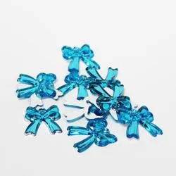 Turquoise Flat Back Bow Rhinestones (Pack of 18 pieces)