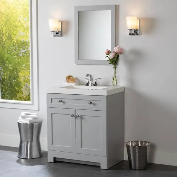 Everdean 31 in. W x 19 in. D x 34 in. H Single Sink Bath Vanity in Pearl Gray with White Cultured Marble Top