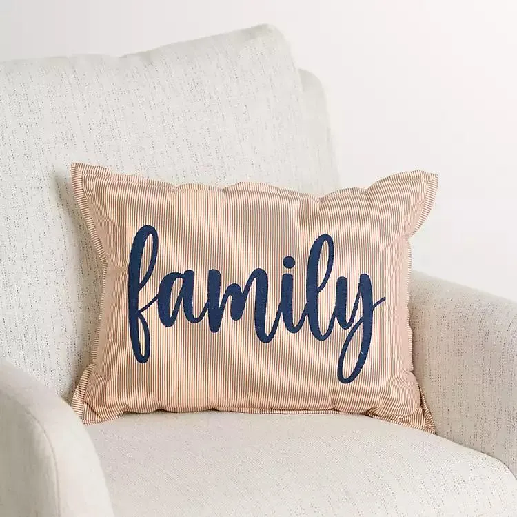 Orange Striped Family Lumbar Pillow