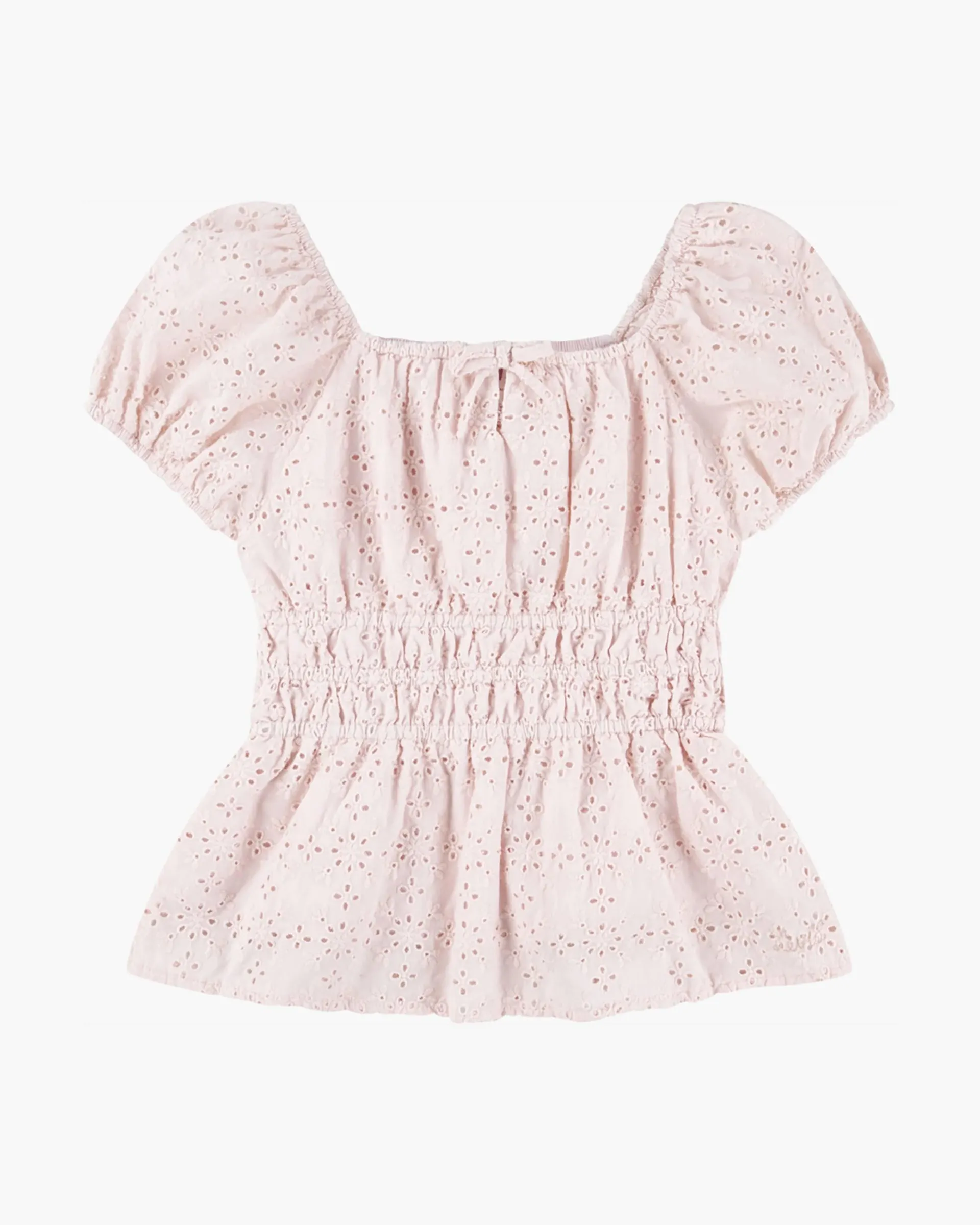 Eyelet Puff Sleeve Top Big Girls S-xl