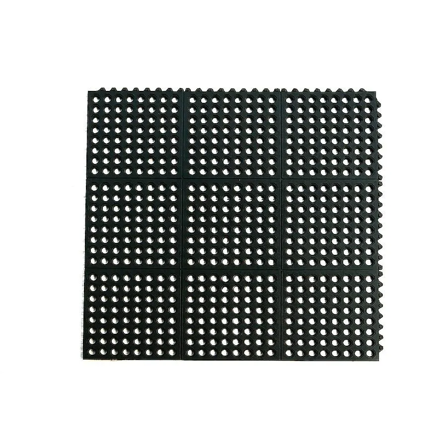 Project Source 36-in x 36-in Interlocking Black Rubber Non-Slip Grip Indoor or outdoor Utility Mat
