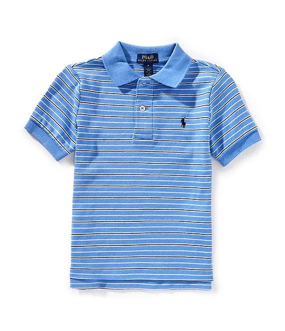 Little Boys Short Sleeve Striped Interlock Polo Shirt
