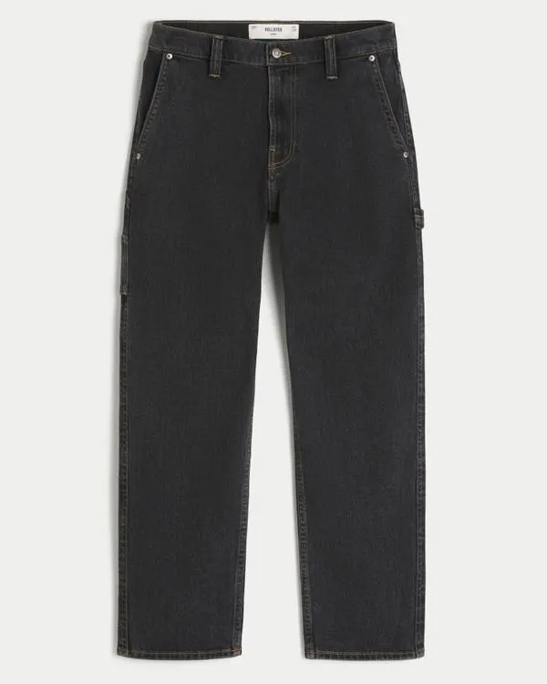 Washed Black Loose Painter Jeans