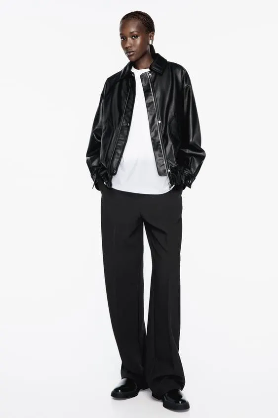 FAUX LEATHER BOMBER JACKET