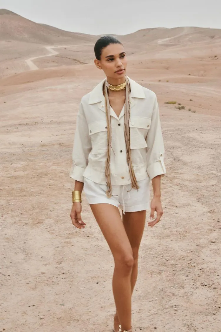 SHORT SLEEVE ROLLED-UP SAFARI SHIRT