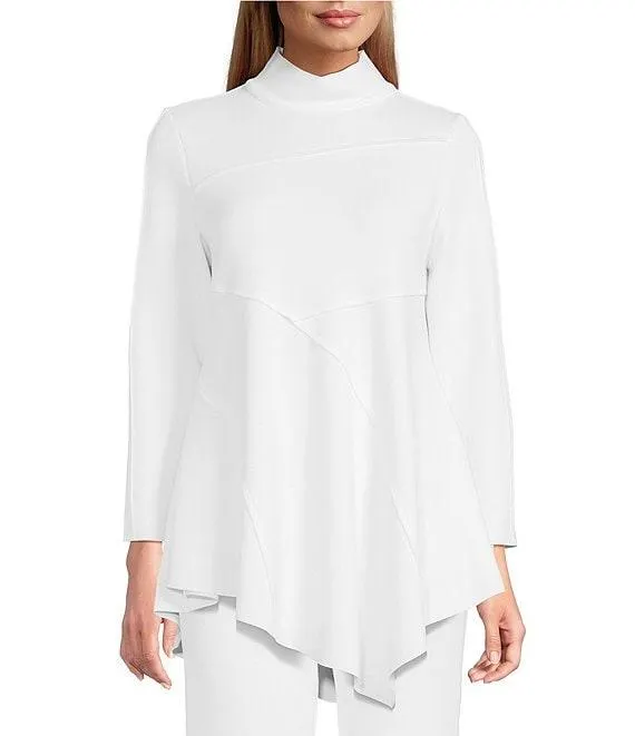 Soft Knit Crepe Mock Neck Long Sleeve Top