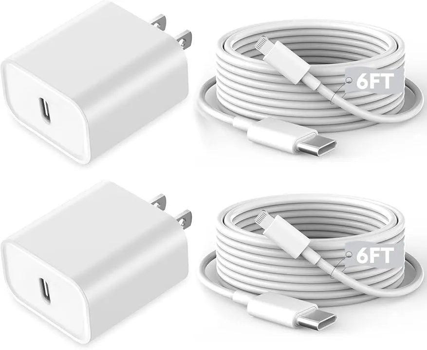 Fast iPhone Charger, iPhone Charger Fast Charging 2Pack Quick Chargers 6ft Long USB C to Lightning Cable Quick Charging Cord USB Charge Block Adapter for iPhone 14 Plus/14 ProMax/13 Mini 12/11/XS/iPad