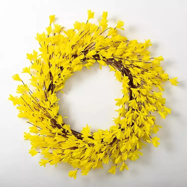 Yellow Forsythia Flowers Wreath