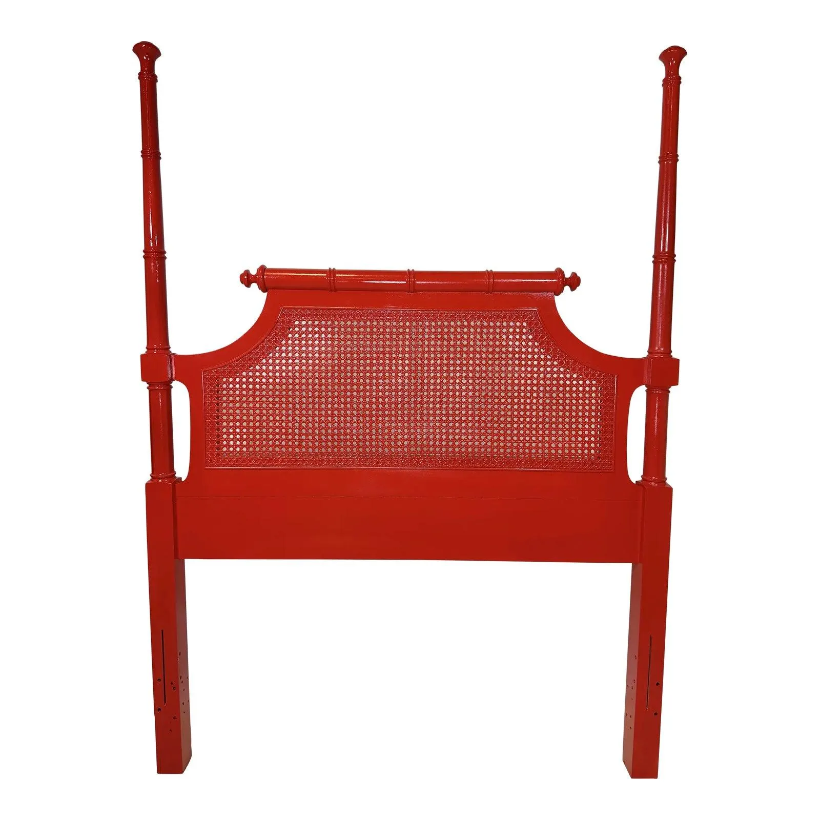 Vintage Bali Hai Faux Bamboo Cane Twin Headboard by Henry Link- Newly Painted Flirt Red by Behr