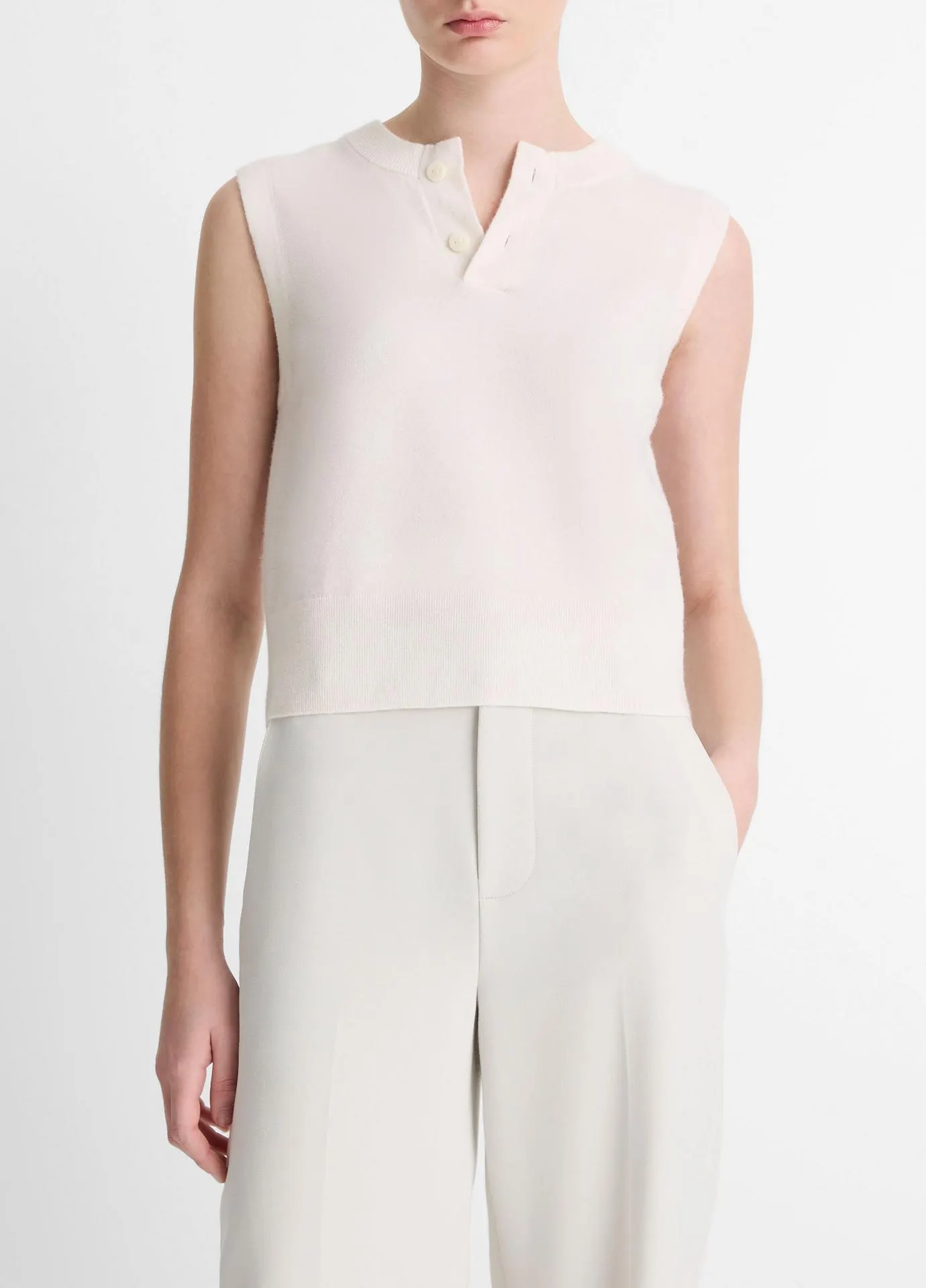 Wool-Blend Henley Shell