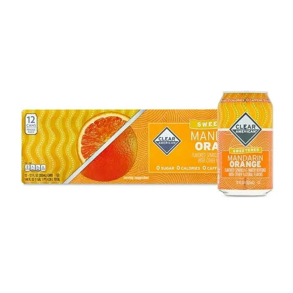 Clear American Sparkling Water, Mandarin Orange, 12 fl oz, 12 Count