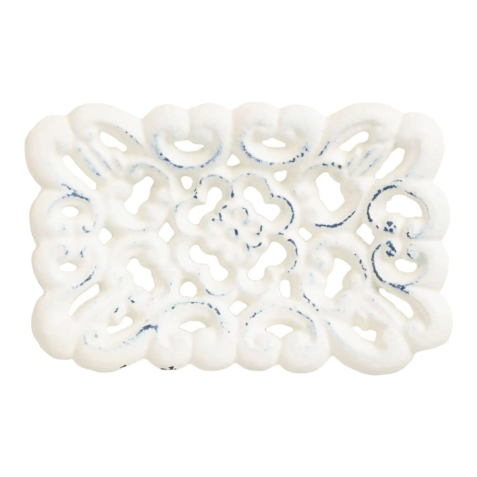 Antique White Metal French Soap Dish