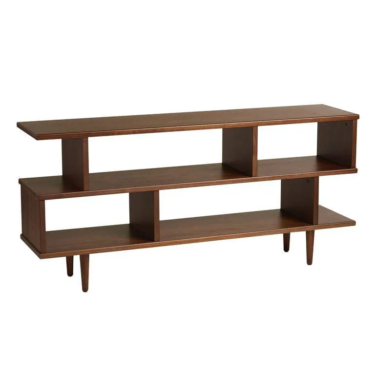 Ashlyn Walnut Brown Wood Bookshelf
