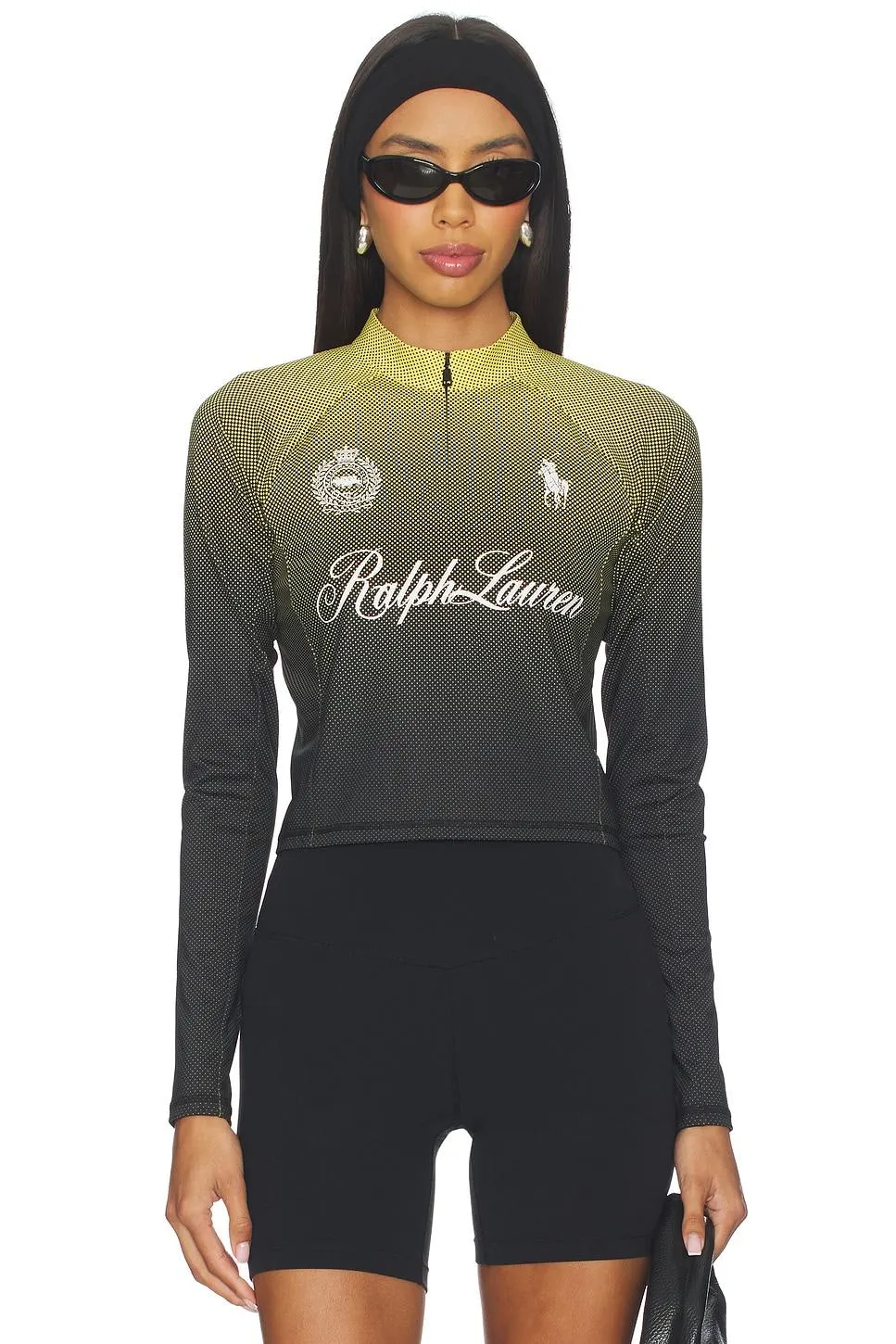 Graphic Cropped Quarter Zip Sweatshirt